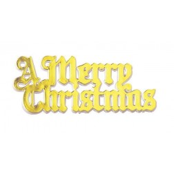Plastic A Merry Christmas Sentiment (76mm) - Gold