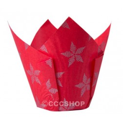 12 Christmas Red Muffin Wrappers - Tulip Cups