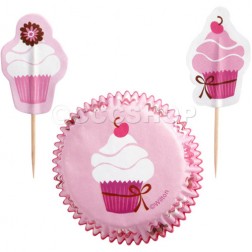 Pink Cupcake Party Cases with Picks