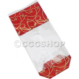 Large Red and Gold Cello Bag with Base - Pack of 10