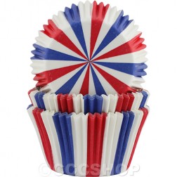 Red, White and Blue Stripe Cupcake Cases - Deep