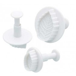 Set of 3 Veined Rose Leaf Plunger Cutters