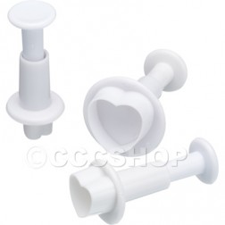 Set of 3 Heart Fondant Plunger Cutters