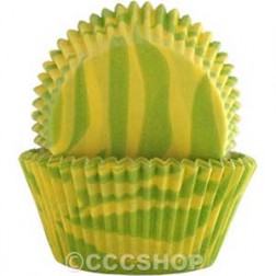 Yellow and Lime Tiger Stripe Cupcake Cases
