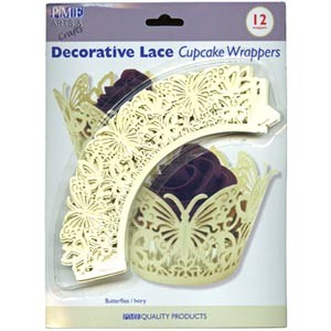 Ivory Butterflies Cupcake Wrappers