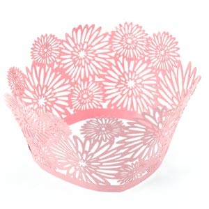 Pink Dahlia Laser Cut Cupcake Wrappers
