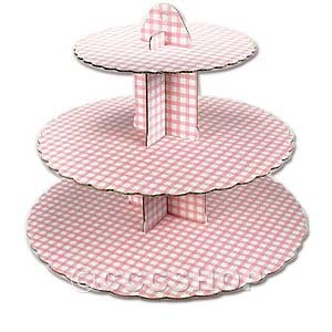 Pink Gingham Cupcake Stand 