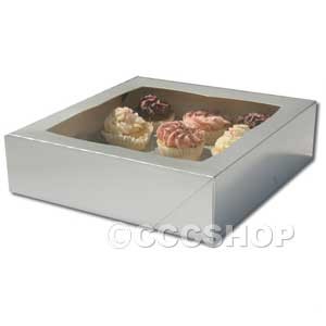 Silver Window Cupcake Box - 12 Capacity