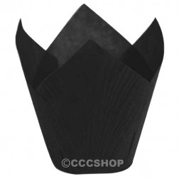 12 Black Muffin Wrappers - Tulip Cups