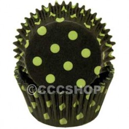 Black and Lime Spotty Cupcake Cases