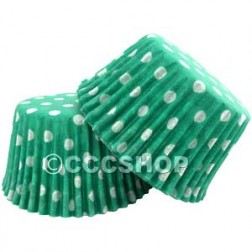 500 Green and White Spot Cupcake Cases
