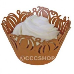 Cupcake Wrapper - Orange Pumpkin Decorative Lace 