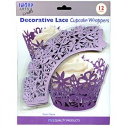 Mauve Purple Floral Cupcake Wrappers