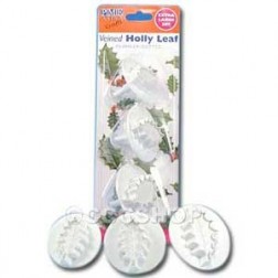 3 Holly Leaf Veined Plunger Cutters  - XL - PME