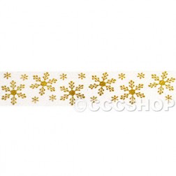 Cream and Gold Snowflake Ribbon