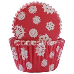 Red and White Snowflake Cupcake Cases