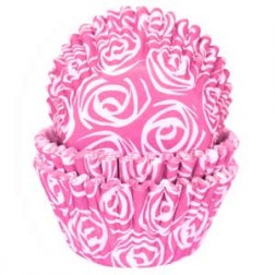 Pink Rose Damask Cupcake Cases