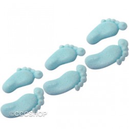 15 Baby Blue Sugar Footprint Sugar Decorations