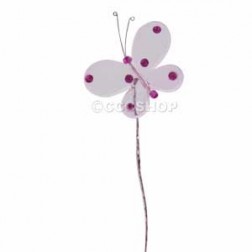 Pack of 6 Pink Clear Wired Butterfly Cake Decoration