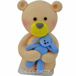 Teddy Bear and Blue Rabbit Claydough Cake Decoration