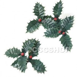 5 Small Holly and Berry Cake Decorations