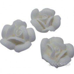10 White Piped Rose Cake Decorations