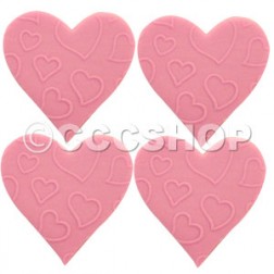 Pink Embossed Heart Cake Decorations