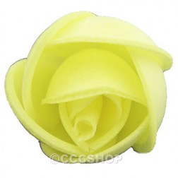 4 Yellow Wafer Rose Cake Decorations 30mm