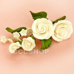 Ivory Rose Sugar Flower Spray - Small