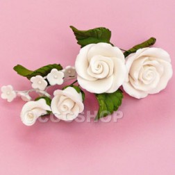 White Rose Sugar Flower Spray - Small