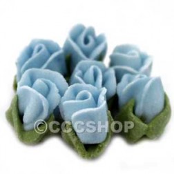 Mini Blue Rosebud Cupcake Decorations