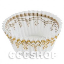 White and Gold Mini Muffin Cake Cases