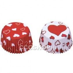 Red and White Heart Muffin Cake Cases