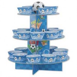 Blue Football Cupcake Stand and Cases Kit