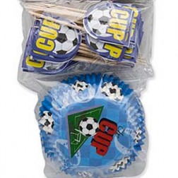 Blue Football Cupcake Cases and Picks