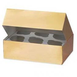 2 Gold Cupcake Boxes - 6 Capacity