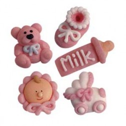 Pack of 96 Baby Girl Icing Cake Decorations