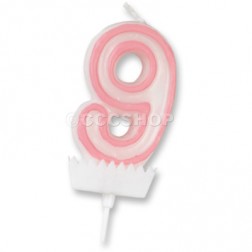 Pink Number 9 Candle