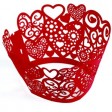 Red Hearts Laser Cut Cupcake Wrappers