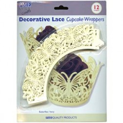 Ivory Butterflies Cupcake Wrappers