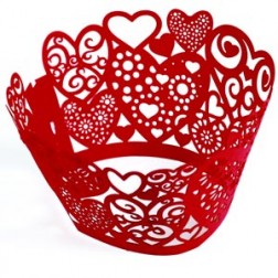 Red Hearts Laser Cut Cupcake Wrappers