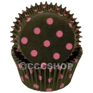500 Black and Pink Spotty Cupcake Cases