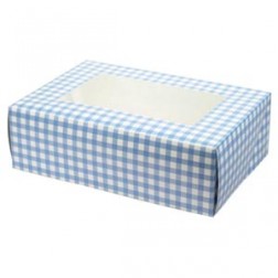 Blue Gingham Cupcake Box 6 Capacity