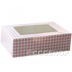 Pink Gingham 6 Capacity Cupcake Box