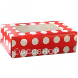 Red Spotty 6 Capacity Cupcake Box