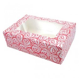 Pink Rose Cupcake Food Box - 6 Capacity 
