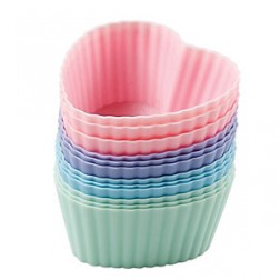 12 Pastel Heart Silicone Cupcake Cases 